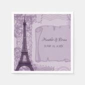 Serviette En Papier Papier Mariage violet parisien (Devant)