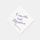 Serviette En Papier Papier Mariage violet Script (Coin)