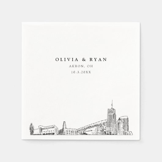 Serviette En Papier Papier minimaliste Mariage Akron (Devant)