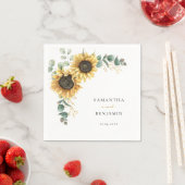 Serviette En Papier Papier moderne floral de mariage tournesol (En situation)