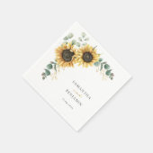 Serviette En Papier Papier moderne floral de mariage tournesol (Coin)