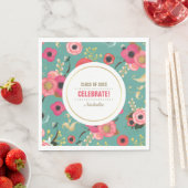 Serviette En Papier Papier moderne Floral Pattern Graduation Party (En situation)