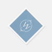 Serviette En Papier Papier Monogramme à cadre blanc bleu-poussoir (Coin)