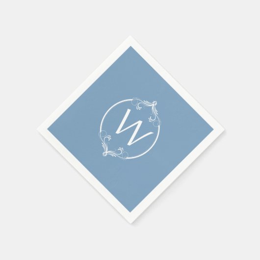 Serviette En Papier Papier Monogramme à cadre blanc bleu-poussoir (Coin)