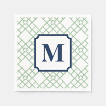 Papier Monogramme à Treillis Vert Personnalisé
