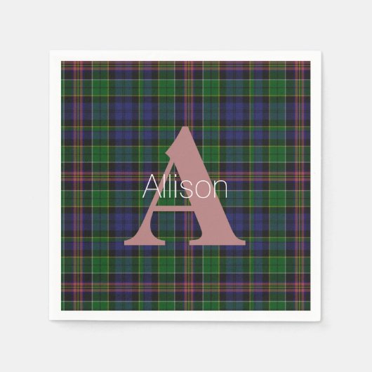 Serviette En Papier Papier Monogramme Allison Clan (Devant)