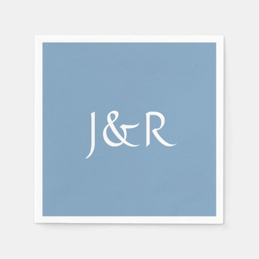 Serviette En Papier Papier Monogramme bleu Poussard (Devant)