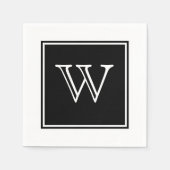 Serviette En Papier Papier Monogramme Carré noir (Devant)