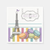 Serviette En Papier Papier monogramme couleur Paris Macaron Tour Eiffe (Devant)