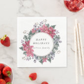 Serviette En Papier papier monogramme d'hiver fleuri (En situation)