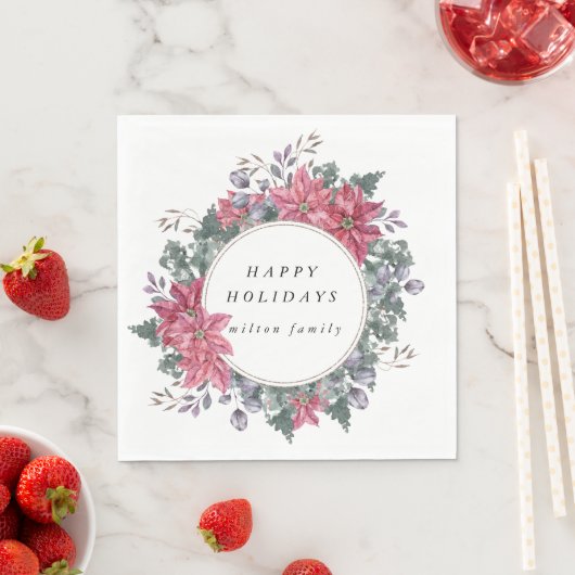 Serviette En Papier papier monogramme d'hiver fleuri (En situation)