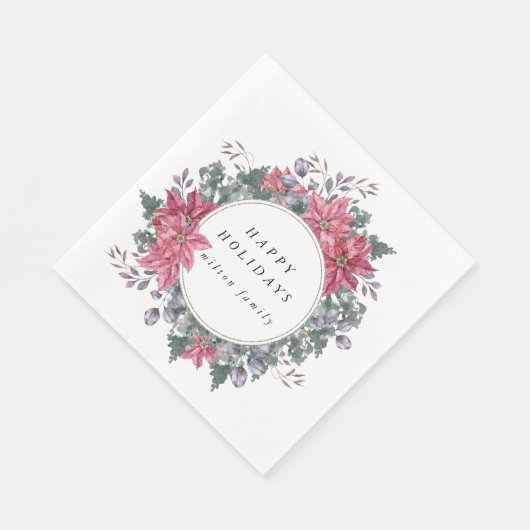 Serviette En Papier papier monogramme d'hiver fleuri (Coin)