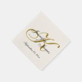 Serviette En Papier Papier Monogramme Ecru Custom Gold (Coin)
