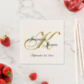 Serviette En Papier Papier Monogramme Ecru Custom Gold (En situation)