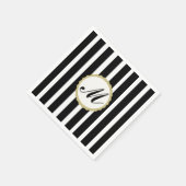 Serviette En Papier Papier Monogramme en or noir rayé (Coin)