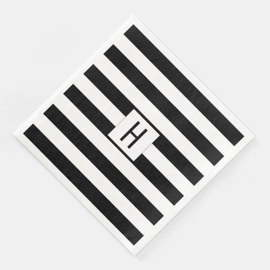 Serviette En Papier Papier Monogramme Grandes Noires et Blanches (Coin)