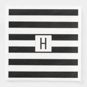 Serviette En Papier Papier Monogramme Grandes Noires et Blanches (Devant)