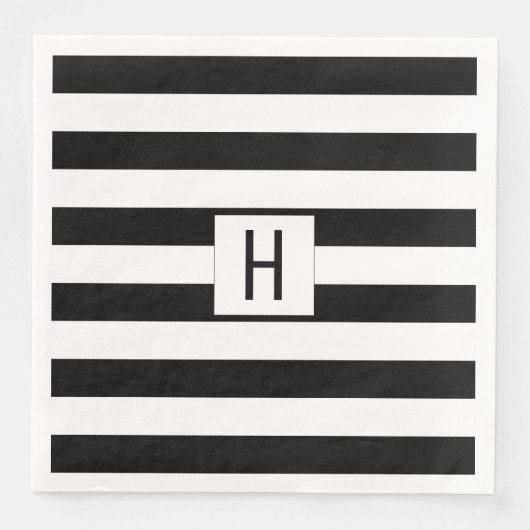 Serviette En Papier Papier Monogramme Grandes Noires et Blanches (Devant)