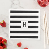 Serviette En Papier Papier Monogramme Grandes Noires et Blanches (En situation)