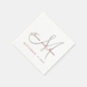 Serviette En Papier Papier Monogramme gris blanc classique Marsala (Coin)