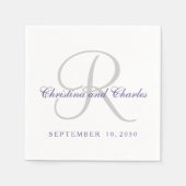 Serviette En Papier Papier monogramme gris ultra violet classique (Devant)