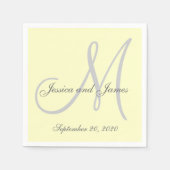 Serviette En Papier Papier Monogramme jaune clair personnalisé serviet (Devant)