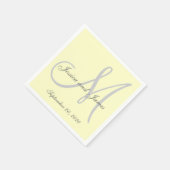 Serviette En Papier Papier Monogramme jaune clair personnalisé serviet (Coin)