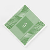 Serviette En Papier Papier Monogramme Mariage Vert Tropical Napkin (Coin)
