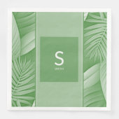 Serviette En Papier Papier Monogramme Mariage Vert Tropical Napkin (Devant)