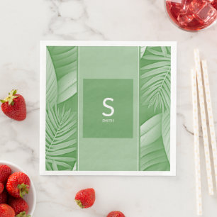 Serviette En Papier Papier Monogramme Mariage Vert Tropical Napkin