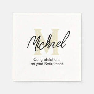 Serviette En Papier Papier Monogramme minimaliste de retraite Napkin