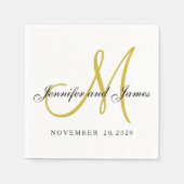 Serviette En Papier Papier Monogramme Noir Classique (Devant)