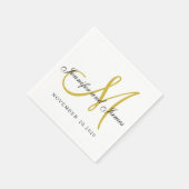 Serviette En Papier Papier Monogramme Noir Classique (Coin)