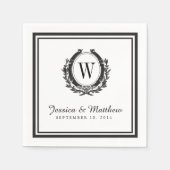 Serviette En Papier Papier Monogramme noir et blanc classique (Devant)