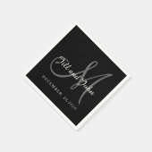 Serviette En Papier Papier Monogramme noir et blanc classique (Coin)