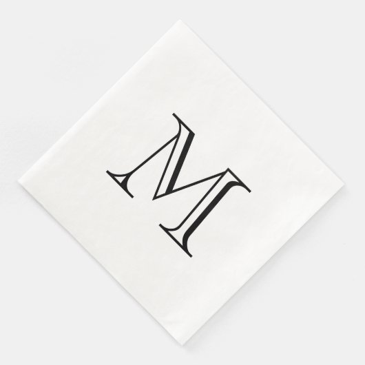 Serviette En Papier Papier Monogramme noir simple Naples (Coin)