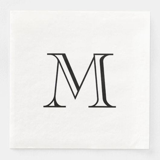 Serviette En Papier Papier Monogramme noir simple Naples (Devant)