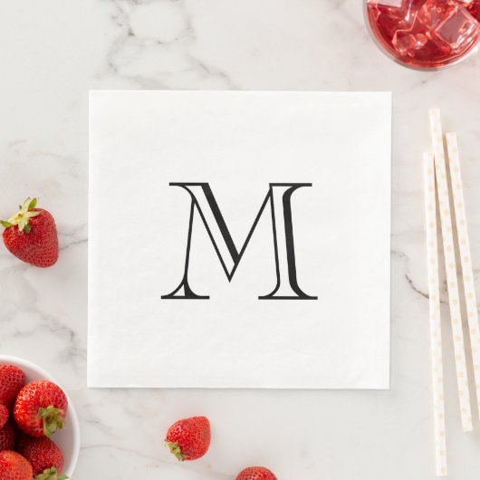 Serviette En Papier Papier Monogramme noir simple Naples (En situation)