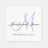 Serviette En Papier Papier monogramme noir violet classique (Devant)