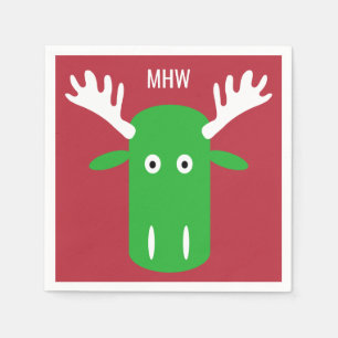 Serviette En Papier Papier monogramme personnalisé Moose Head Pop Art