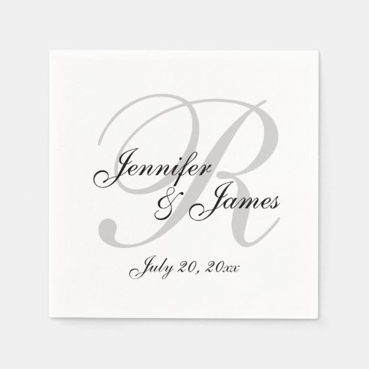 Serviette En Papier Papier Monogramme personnalisé noir et blanc class (Devant)