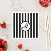 Serviette En Papier Papier Monogramme personnalisé noir rayé (En situation)