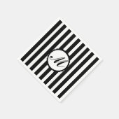 Serviette En Papier Papier Monogramme personnalisé noir rayé (Coin)