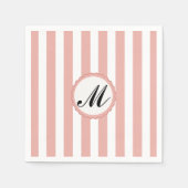Serviette En Papier Papier Monogramme personnalisé rose rayé (Devant)