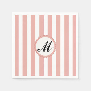 Serviette En Papier Papier Monogramme personnalisé rose rayé