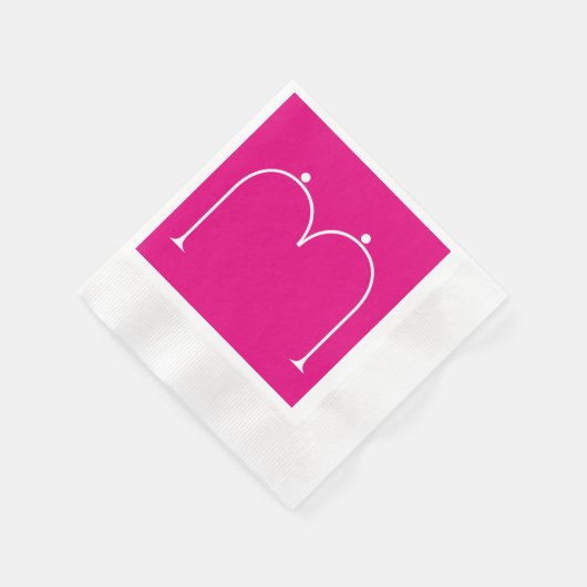 Serviette En Papier Papier Monogramme Personnalisé Simple Chic Pink (Coin)