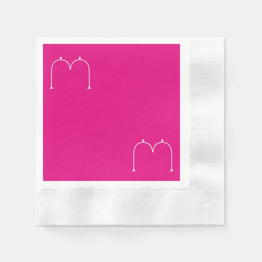 Serviette En Papier Papier Monogramme Personnalisé Simple Chic Pink (Devant)
