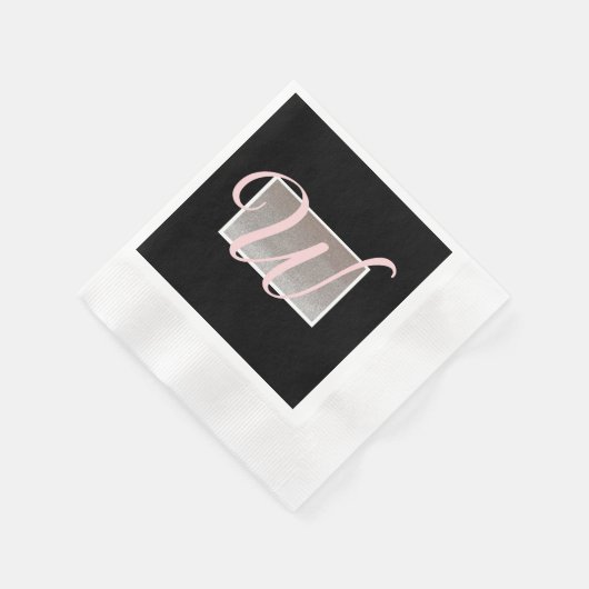 Serviette En Papier Papier monogramme rose noir (Coin)