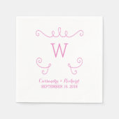 Serviette En Papier Papier Monogramme rose Whimsical Flourdissant (Devant)