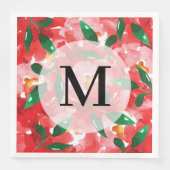 Serviette En Papier Papier monogramme Roses Rouges (Devant)